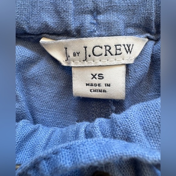 J.Crew women’s cotton Linen mix 3" Pom-pom Drawstring Short in Blue preloved - Picture 4 of 7